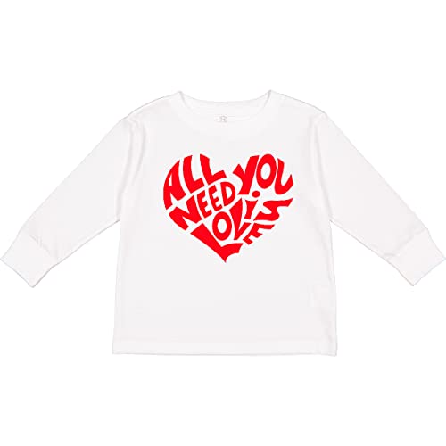 inktastic All You Need Is Love Red Heart Shape Toddler Long Sleeve T-Shirt 3T 0020 White 28a02