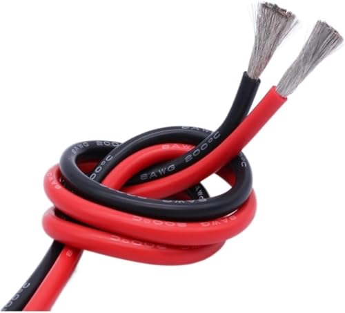 BULINO Filo Elettrico Tubo Casa Resistente al Calore Filo in Silicone Morbido 10AWG 8AWG 7AWG 6AWG 1 Metro Nero e 1 Metro Rosso Filo in Silicone Terreno Elettronica (Colore: 6AWG)(6awg)