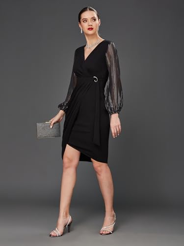 Image of Miss Chase Women's Sleeveless Collared Bodycon Above-Knee Polyester Dress