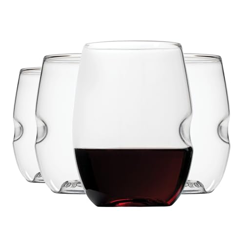 GOVINO Unbreakable Plastic Wine Glasses - Stemless Shatterproof Tritan Glassware, Fancy Cups That Look Like Glass, 16oz, Set of 4