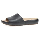 Dansko Women's Twyla Luxe Leather Slide Sandals — Minimalist Platform Slides with Cushioned Footbed, Breathable Leather Socklining & Durable Rubber Outsole Black 7.5-8 M US