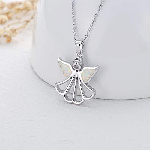 Meiderbo Guardian Angel Necklace 925 Sterling Silver Opal Angel Wing Pendant Necklace Angel Jewelry Gifts For Girls Women #TOP3