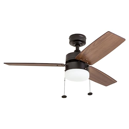 Prominence Home Reston, 42 Inch Modern Farmhouse Led Ceiling Fan With Light, Pull Chain, Dual Mounting Options, Dual Finish Blades, Reversible Motor - 51015-01 (Bronze) #TOP7