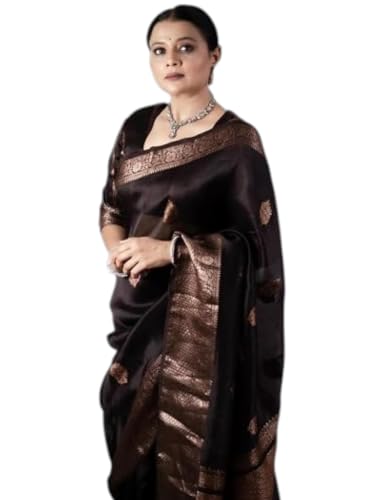 Image of Flosive Women's Kanjivaram Silk Saree With Beautiful Blouse With Zari Border
