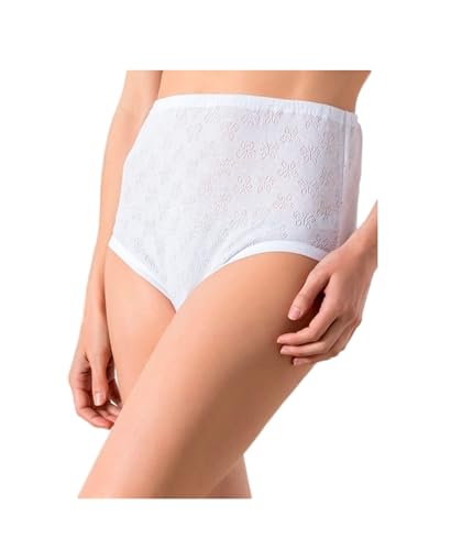 Canditex Pack 6 Unidades, Bragas Caladas Mujer, Bragas Tallas Grandes, Bragas Algodon Mujer, Color Blanco, Producto Fabricado en España (Talla 2XL)