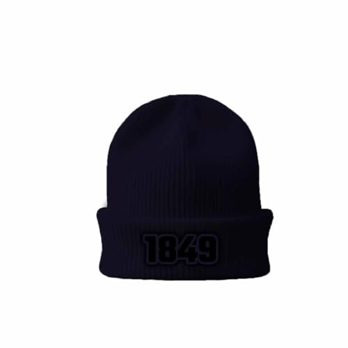 Beanie 1849 Year Navy - Bonnet à revers haut de gamme aux finitions soignées couleur bleu marine