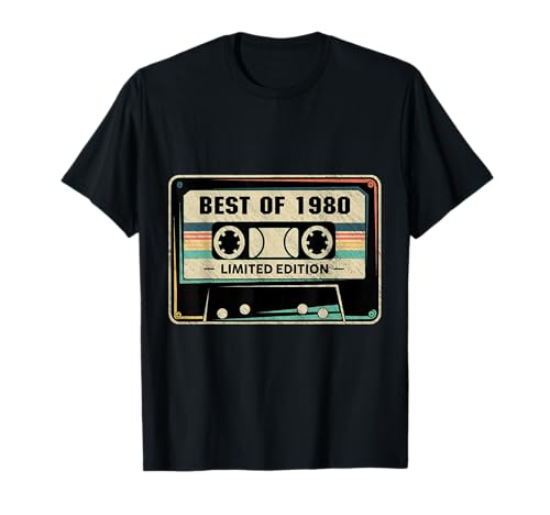 1980 aniversário para homem e mulher t-shirt, Preto, S