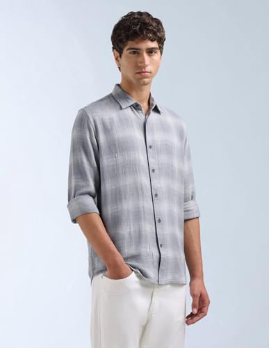 Image of Flying Machine Men's Slim Fit Shirt | Checked | Long Sleeves | Shirt for Man