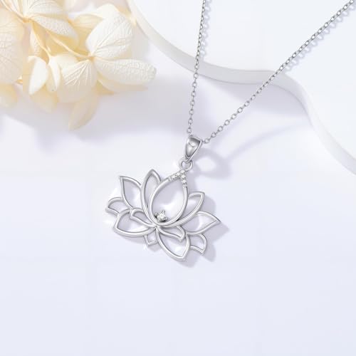 Diamond Lotus Necklace for Women 925 Sterling Sliver Lab Grown Diamond Lotus Pendant Jewelry for Women4