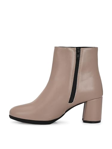 Image of Delize Off White and Grey Women, Reptile Print Leather, mid Heel Plain Ankle Boots