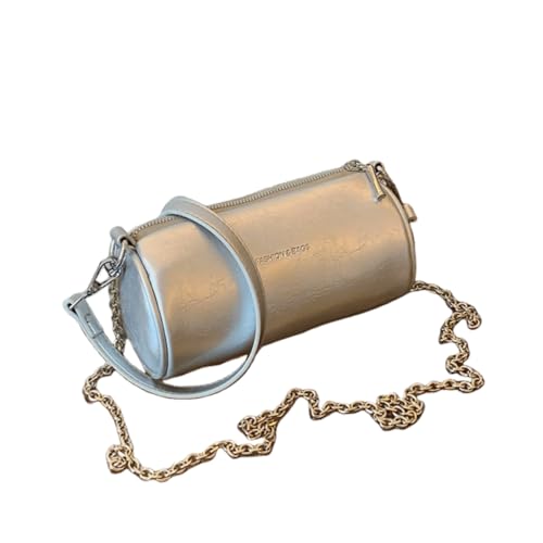 Trendy Silver Cylinder Bag for Women, Premium Soft Pillow Purse, Versatile Shoulder/Crossbody Bag Stylish Design