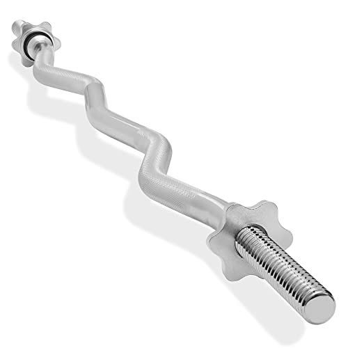 Philosophy Gym 47" EZ Curl Barbell 1" Bar with Star Collars, 300lb - Chrome