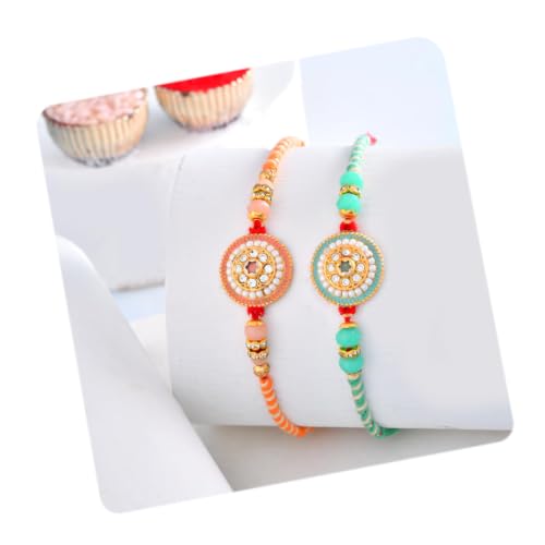 Image of CraftVatika Kundan Rakhi Set for Brother Set of 2, Designer Peacock Rakhi for Brother Boy Men, Premium Kalash Raki for Bhaiya, Traditional Rakshabandhan Rakhis with Best Wishes Card and Tillak Set