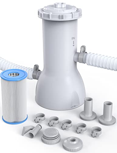 SUMMERBUDDY Pool Filter Pump, 1000 GPH Above Ground Pool Pump and Filter, Swimming Pool Filter Pump for Intex Pool Bestway Easy Set Pool Metal Frame Pool, 110-120V with GFCI, 1 Pool Filter Cartridge