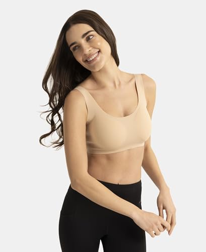 Image of Jockey 1840 Women Wirefree Padded Microfiber Elastane Full Coverage Bonded Tech Lounge Bra