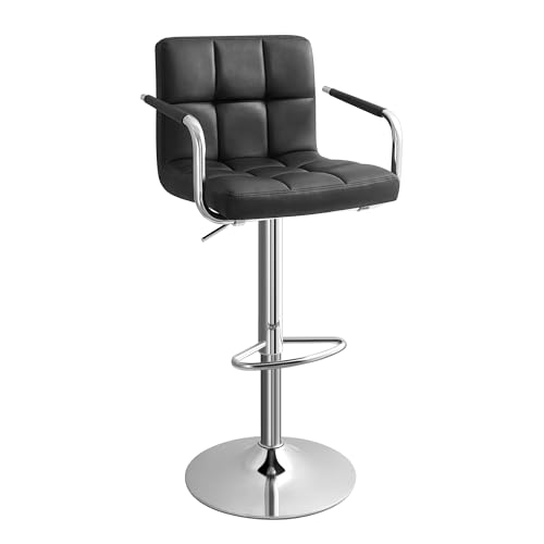 SONGMICS Barhocker, Barstuhl höhenverstellbar, mit Kunstleder-Bezug, 360°...