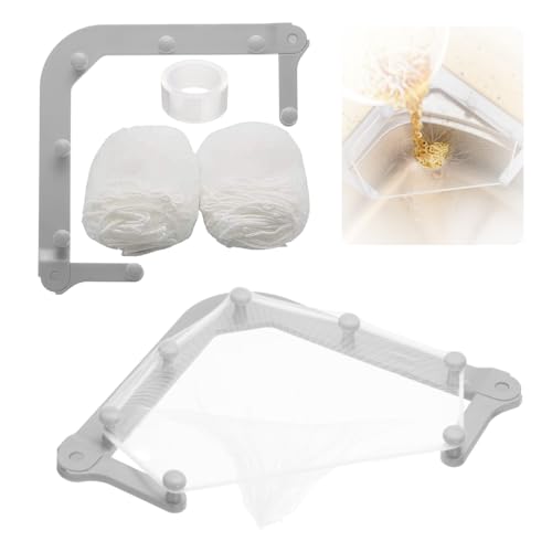 JGFJGF Adjustable Triangle Kitchen Sink Strainer, Sink Drain Filter with 100 Mesh Bags - No Tools Needed Tri-Holder Rack for Leftover Food, Prevent Clogging, Universal Fit for All Sinks (Grey)