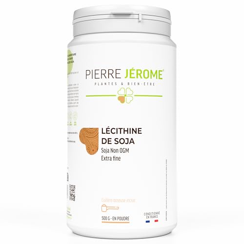Lécithine de Soja en Poudre Pierre Jérôme - 500 G - Complément et Additif Alimentaire à Base de Phospholipides de Soja - Foie, Cerveau - 0.5 KG - 500 Jours