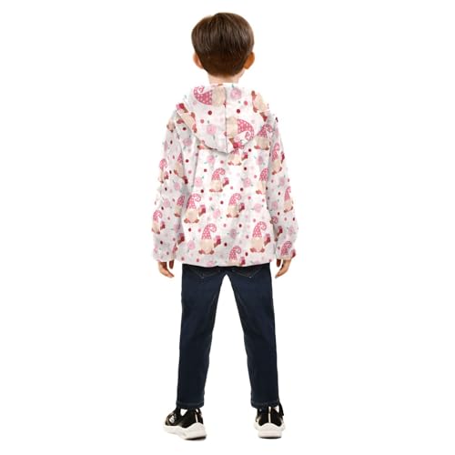 Gnome Hearts and Flowers Girls Fleece Jacket Girls Fall Jacket Girls Zip Up Hoodie Girls Sherpa Jacket 2-10T4
