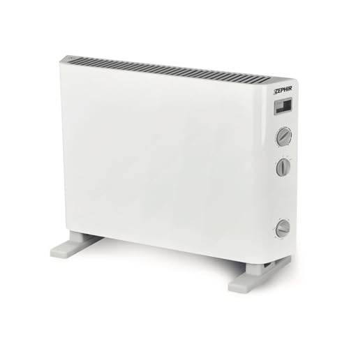 Zephir ZCV2005TT-B Termoconvettore Elettrico da Terra 2000W 2 Livelli di Potenza con Funzione Turbo Timer 3 Ore Termostato Regolabile Sicurezza Antiribaltamento Colore Bianco
