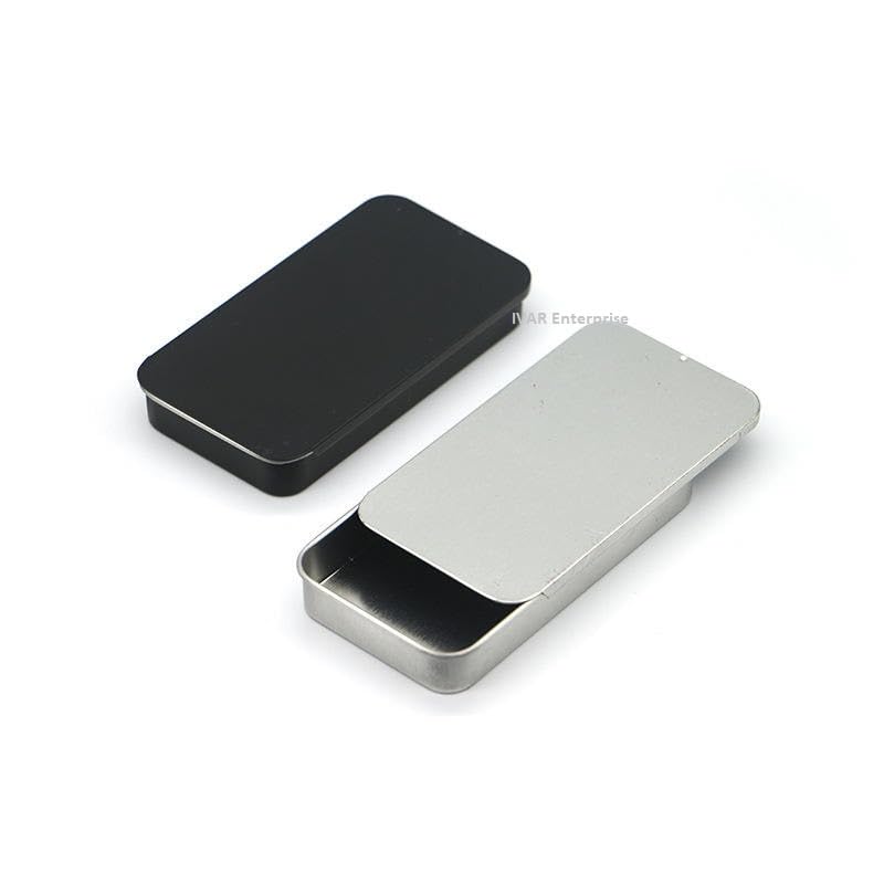 Solid Perfume Container Silver Aluminum Slider Tin Containers with Lids – Rectangular Metal Boxes for Lip Balm, Candies, Jewelry, Pills, Cosmetics | 12 Pieces, 10g (Empty)-image-7