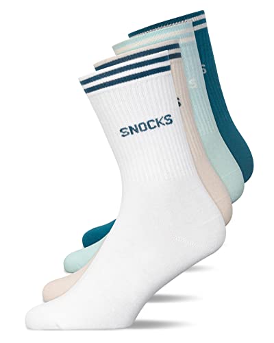 Snocks Tennissocken mit Streifen für Damen und Herren: Ideale Sportsocken aus Biobaumwolle - passend für jeden Sneaker und jeden Style - Tennissocken herren43-46