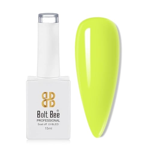 Image of Bolt Bee Neon Green Color Gel Nail Polish Soak Off UV Gel DIY at Home Manicure Salon Nail Art (31, 15ml)