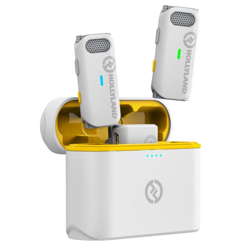 Image of Hollyland Lark M1 Wireless Lavalier Microphone with Noise Cancellation, 656ft Transmission,8H Battery Life, Compact Wireless Lapel Microphone for DSLR Cameras /iPhone /Android /Live Streaming-White