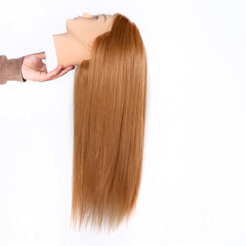 mannequin head with 80 human hair straight 2634-2834 doll head with hair cosmetology mannequin head human hair for hairdresse 27yellow