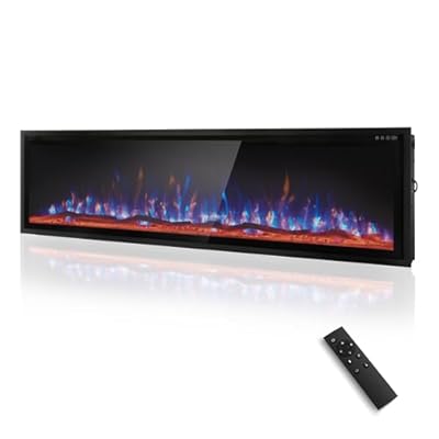 MAISON ARTS 72" Electric Fireplace Wall Fireplace/Recessed Fireplace 72 Inch with Remote Control&Touch Screen,1500/750W-8hrs Timer,Adjustable Flame Color, Log Set & Fake Charcoal & Crystal Inserts