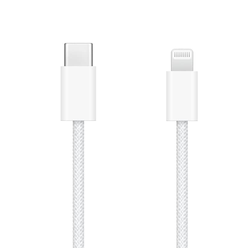 Image of Braided USB-C to Compatible with Lightning Fast Charging Cable Compatible for iPhone 14, 13, 12,11, X, 8, 7, 6, 5, iPad Air, Pro, Mini, iPad White Color