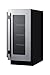 Summit Appliance Shallow Depth 15 in. 23-Bottle Wine or 40-Can Beverage Cooler in Stainless Steel- ASDG1521V1