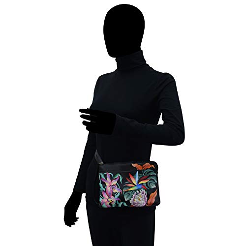 Anuschka Women’s Genuine Leather Three-In-One Clutch - Hand Painted Exterior - Island Escape Black #TOP6