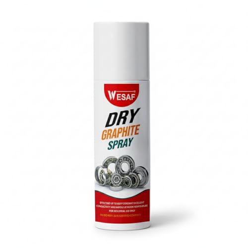Wesaf Dry Graphite Spray 250g | Dry Lubricant Spray | Anti-Friction and Anti-Corrosion Coating for Metal and Plastic, Heat Resistant -20°C to 450°C, for Hinges, Locks, Gears and Chains (Grade-1012)