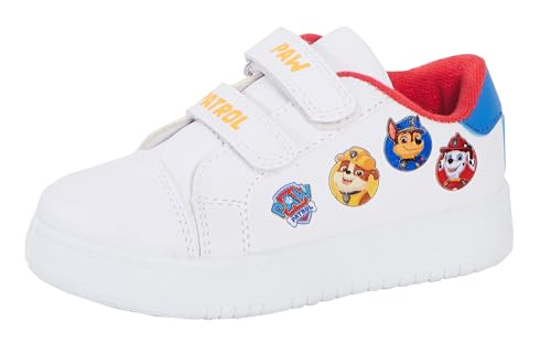 PAW Patrol Baskets décontractées pour enfants garçons filles blanc facile à fixer, Multicolore blanc, 31 EU / 12 UK