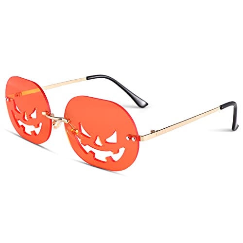 NULOOQ Pumpkin Halloween Sunglasses Festival Halloween Christmas Glasses for Women Men (Pumpkin Orange)