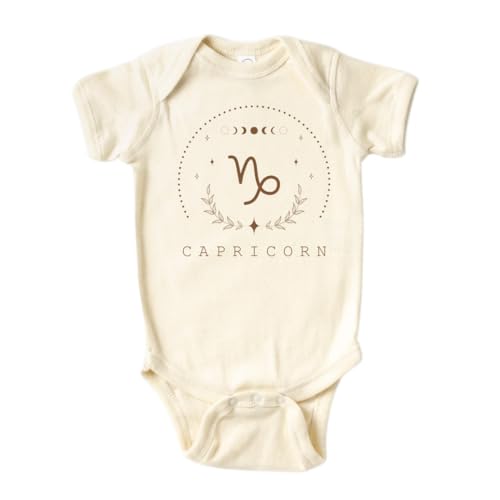 Image of Capricorn Zodiac Horoscope Cute Baby Bodysuit, Kids & Toddler T-Shirt - Funny Outfit for Girls Boys Baby Shower Foodie Tee