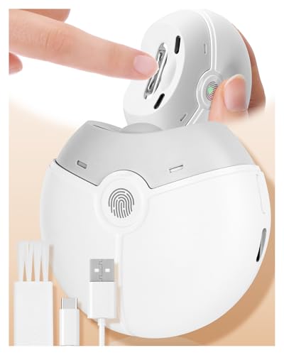 OUKEELAR Electric Automatic Nail Clipper & Trimmer 2 in 1 with Nail Clip Storage,Rechargeable Premium Heavy-Duty Quiet Nail Polisher with Safety LED Light for Professional Manicure & Trimming