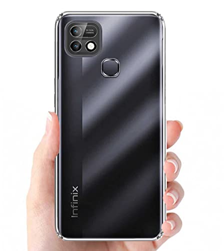 Image of Soft Flexible Silicone Back Cover Compatible with Infinix Smart 5 Pro, Transparent Case + Screen Guard