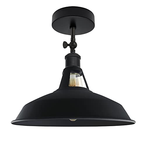 Image of DC VOLTAGE Vintage Style Semi Flush Mount 180 Degree Adjustable E27 Base with Bulb Socket Vintage Style Unique Cone Shape Ceiling Mount Lighting