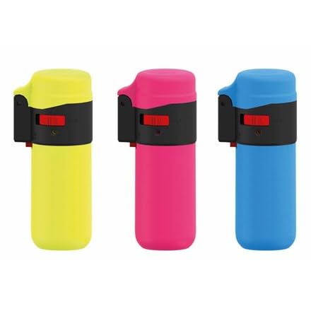 Zenga ZL1 Jet Flame Lighter Rubber Wind Proof Jet Flame Soft Touch Lighter High Temp 1000-1.300°C Neon Colours Yellow Pink and Sky Blue Set of 3