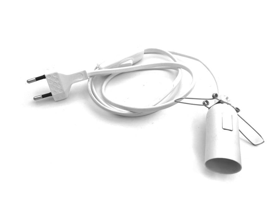 Cavo di Ricambio per Lampada di Sale Himayano con Interruttore e Clip a Molla - Lunghezza 1.2m, Portalampada E14, Spina Europea, Cavo Elettrico Bianco di Alta Qualità per Lampade in Cristallo di Sale