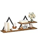CHOEZON Wall Shelves Set of 2, Floating Shelves for Wall Decor, DIY Hanging Display Shelf with Metal Frame, for Living Room Bedroom Bathroom Kitchen, Rustic Brown TBJ11BF