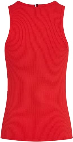 Tommy Hilfiger Damen Top Slim Rib Tank Top mit Stretch, Rot (Primary Red), XXXL – Ansicht 4