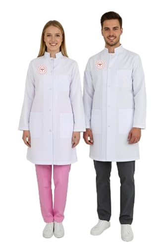 Vizit Önlüğü, Unisex Beyaz Doktor Hekim Hakim Yaka, L Beden