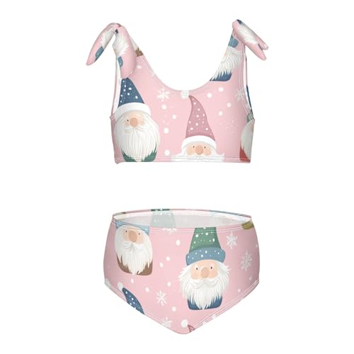 KLL Cute Christmas Gnomes Girls' 2 Pieces Bikini Set Beach Swimsuits Swimming Suits Adjustable Strap