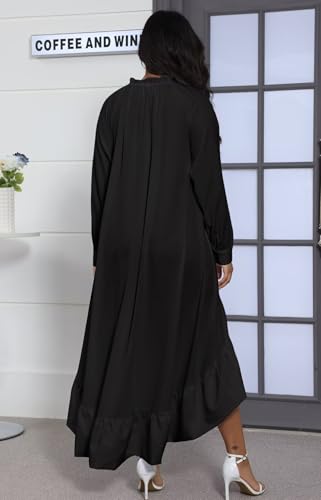 kaimimei Womens Maxi Dress Casual Fall Long Sleeve High Low V Neck Ruffle Flowy Boho Party Long Dresses4