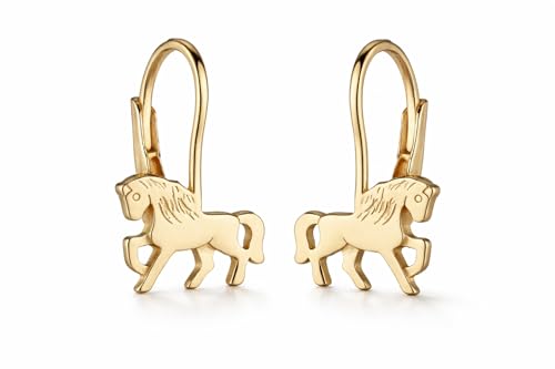 FIVE-D Pendientes infantiles de plata de ley 925 chapados en oro para niña