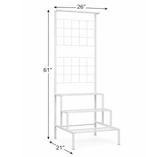 Image of Giore 4-Tier Plant Stand with Premium White Finish, Large Indoor & Outdoor Living Room, Balcony & Patio, Flower Pot Display Shelf, Home Dcor, Plant stand For Balcony