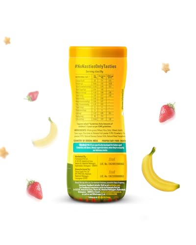 Image of Timios Flavored Melts - Banana & Strawberry + Blueberry Teething Puffs | Non-Fried, Maida-Free & Natural Fruit Flavor | Healthy Baby Snack | 2 x 50g Combo Pack